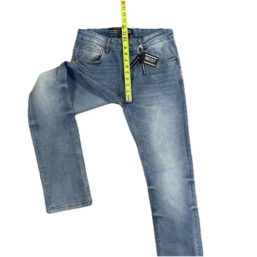 NWT‎  Grizzly Griptape Blue Jeans Med. Wash Straight Fit Stretch Sz. 31x34